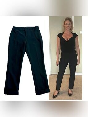 INC International Concepts black slim fit cuffed ankle hem trouser dress pants 6